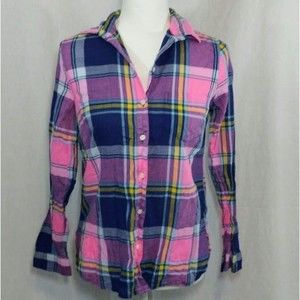 Old Navy Plaid Button-Up Shirt Women’s XS Classic Long Sleeve Casual Top